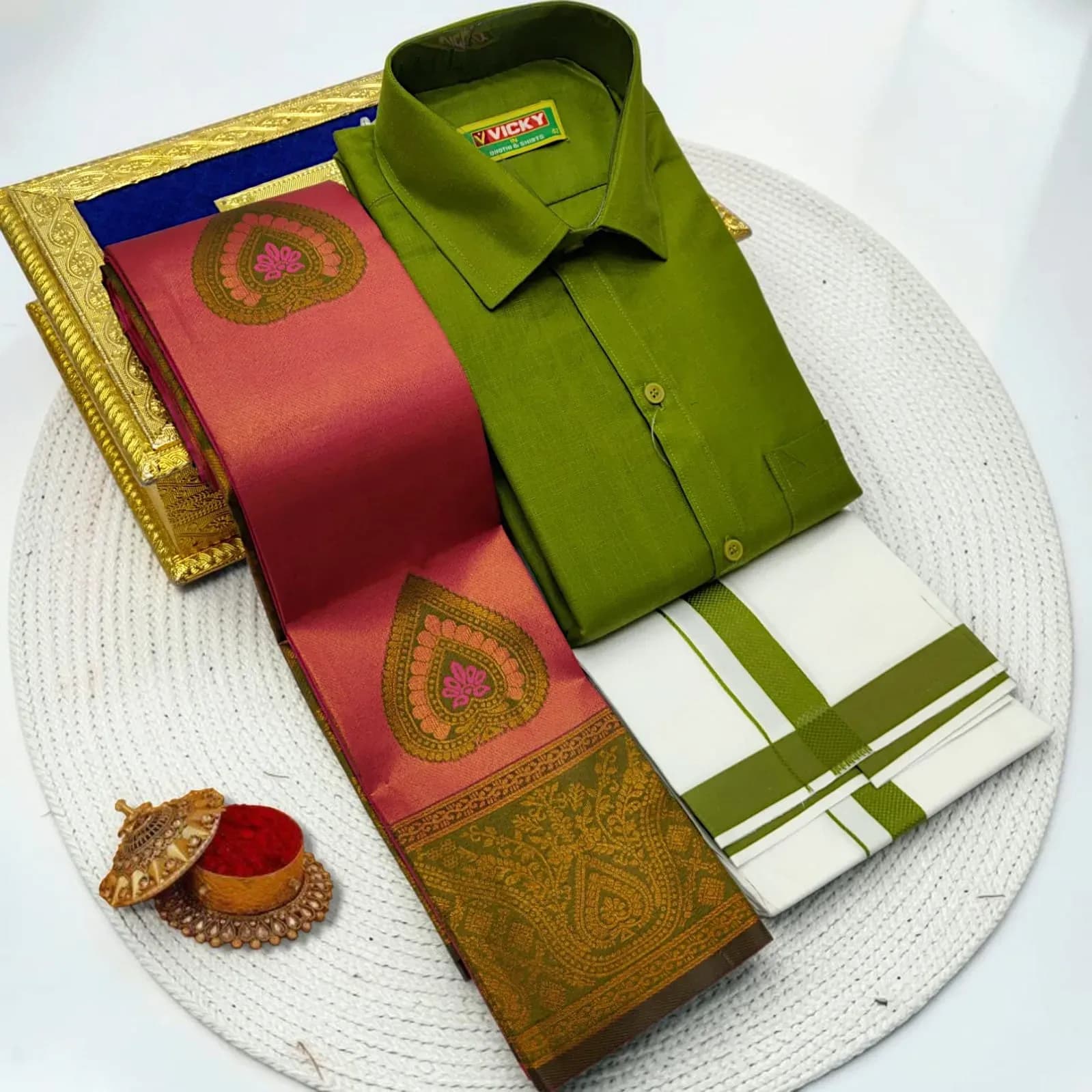Kubera pattu cotton vesti shirt combo